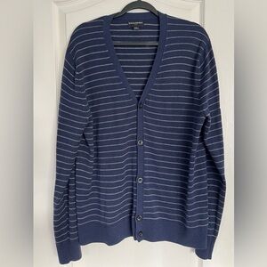 Banana Republic Striped Cotton Blend Women’s Lg Navy/grey striped Cardigan
